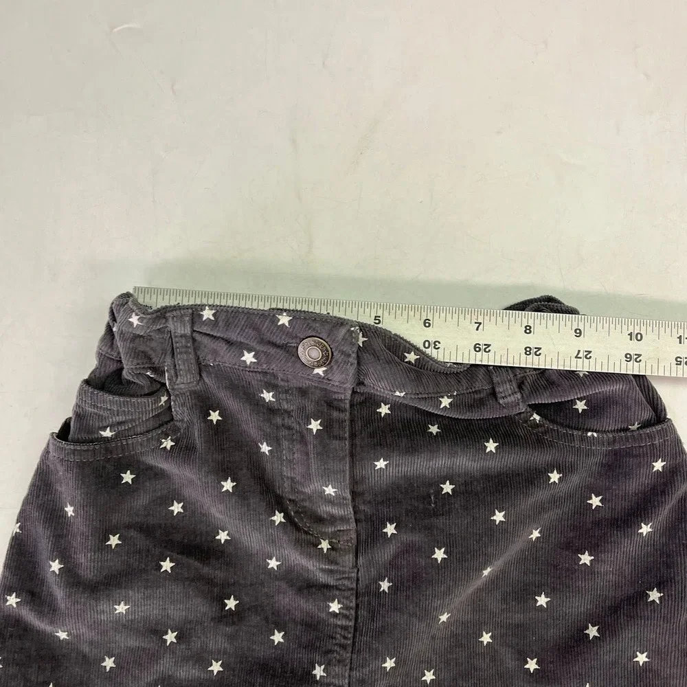 Mini Boden Girls Gray Corduroy Star Print Skirt Heart Pockets Size 7-8Y 32504